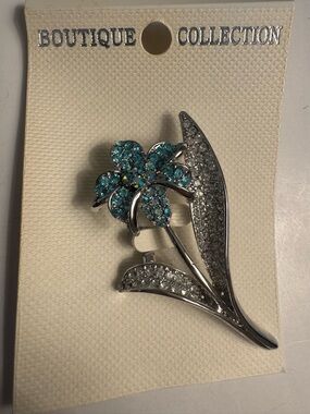 New Blue and Silver Flower brooch
